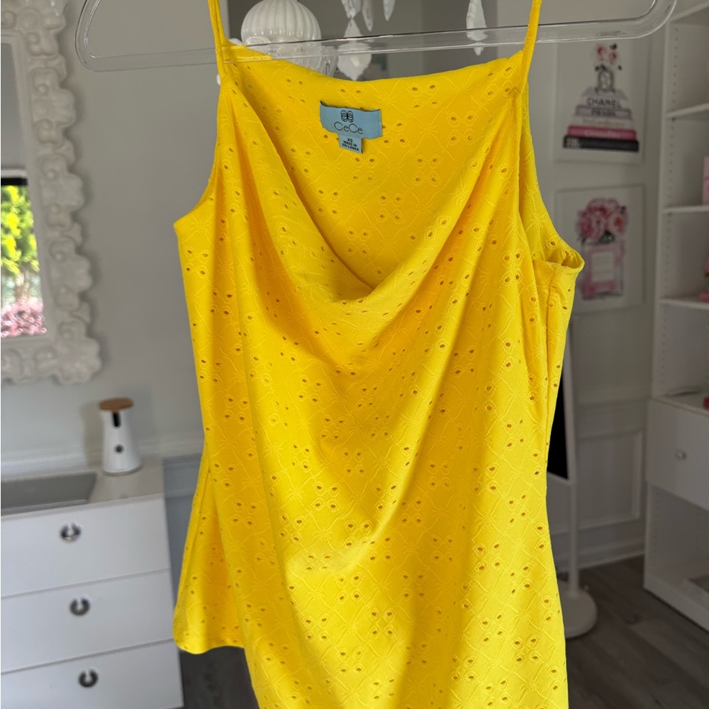 CeCe Yellow Asymmetrical Sleeveless Camisole